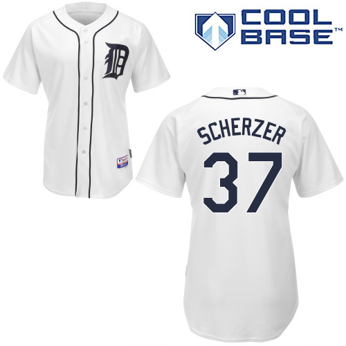 Max Scherzer #37 MLB Jersey-Detroit Tigers Men's Authentic Home White Cool Base Baseball Jersey